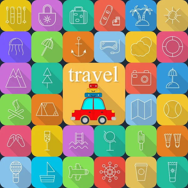 Viajar e transportar ícones planos para aplicações web e móveis . —  Vetores de Stock