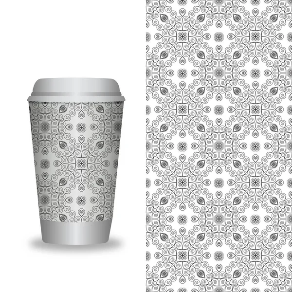 Tasse à café avec modèle de motifs. Illustration vectorielle. — Image vectorielle