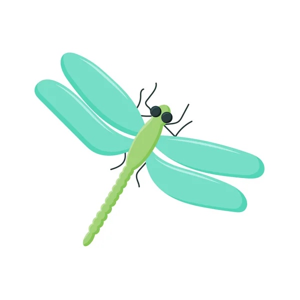 Vektor Tecknad Dragonfly Karaktär Roliga Drakflugikonen Vektorillustration — Stock vektor