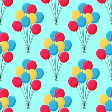 Doğum günü modeli. İyi ki doğdun. Balonlu arka plan. İpte balon var. Desen.