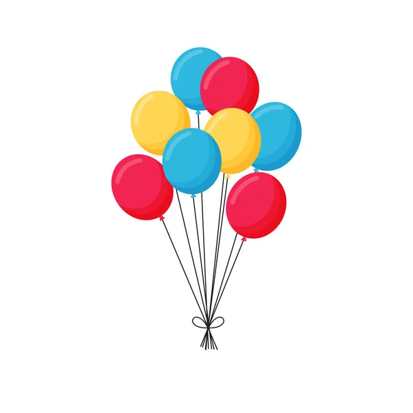 Le paquet de vol vers le haut ballons d'hélium de couleur sur un fond blanc. — Image vectorielle