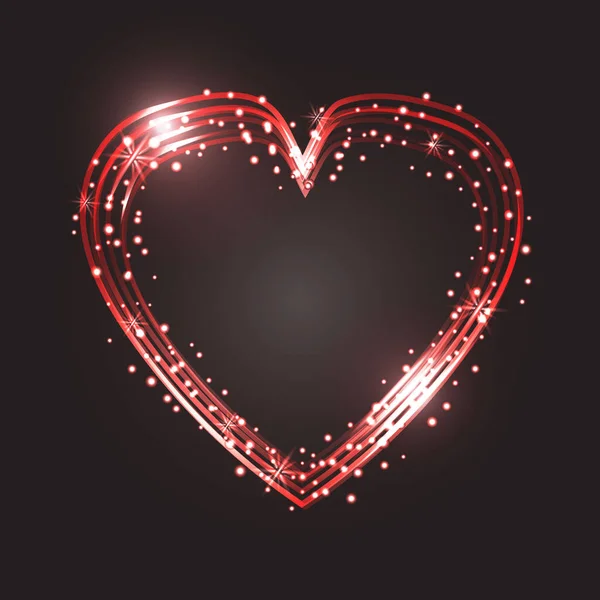 Blask złota ramka serca z miejsca na tekst. Serce złotym światłem. Happy Walentynki kartka ze świecącym sercem. — Wektor stockowy