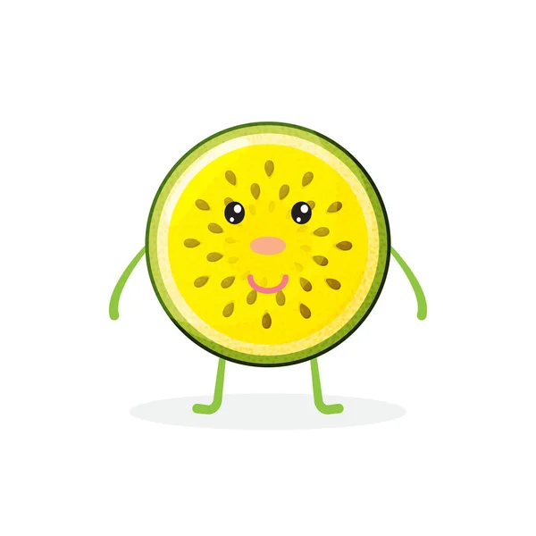 Netter Charakter gelbe Wassermelone für Kinder, Saft, Obstladen, Bildung, etc — Stockvektor