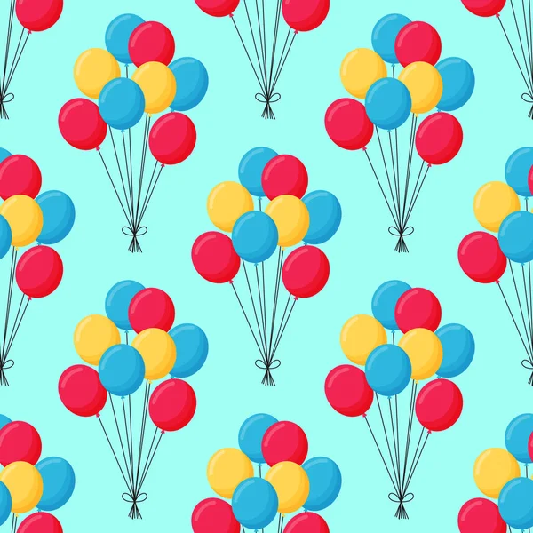 Modèle d'anniversaire. Joyeux anniversaire. Fond avec des ballons. Ballon sur la corde. Modèle. — Image vectorielle