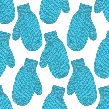 Kış eldivenleriyle kusursuz desen. Ellerin için sıcak tutacak elbiseler. Tekrarlayan element. Paket kağıdı tasarımı için