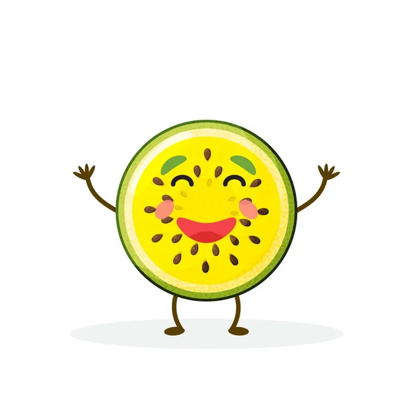Wassermelone Zeichentrickfigur Isoliert Auf Weißem Hintergrund Gesundes Essen Lustige Maskottchen — Stockvektor