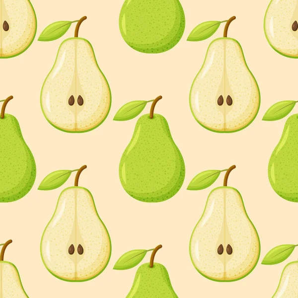 Patrón Sin Costura Pera Dulce Fondo Frutas Orgánicas Saludables Ilustración — Archivo Imágenes Vectoriales