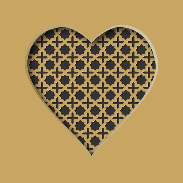 Vektorillustration mit einem ausgeschnittenen Herz und einem abstrakten Muster im Hintergrund. Valentinstag-Karte. — Stockvektor