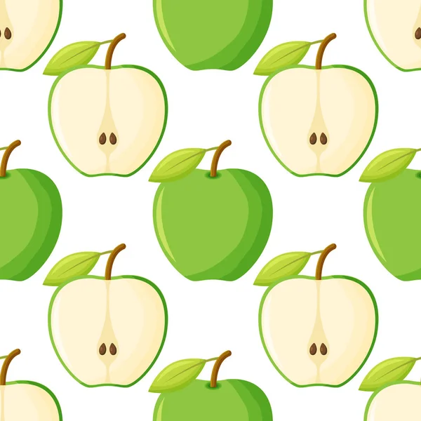 Yeşil Elma Şekilsiz Döşeme. Tekrarlanan Yazdırma. Okula Dönüş veya Elma Toplama veya Yiyecek Paketleme İçin Mükemmel. — Stok Vektör