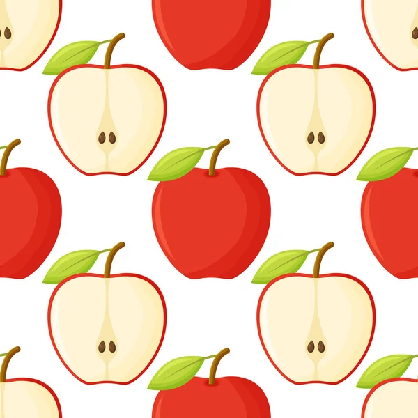 Kırmızı Elma Desenli Döşeme. Tekrarlanan Yazdırma. Okula Dönüş ya da Elma toplama ya da Gıda Paketi için mükemmel. Kırmızı Elma Rand — Stok Vektör