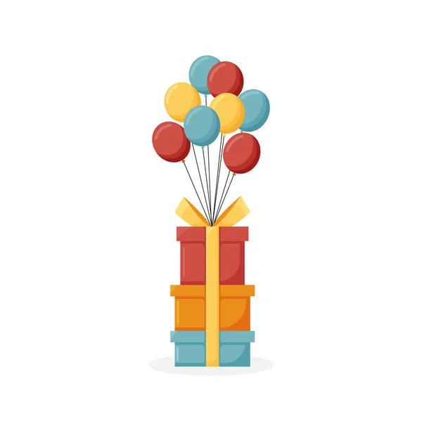 Ballon avec illustration de conception de boîte cadeau isolé sur fond blanc. Illustration pour les cartes de voeux de la Saint-Valentin. — Image vectorielle