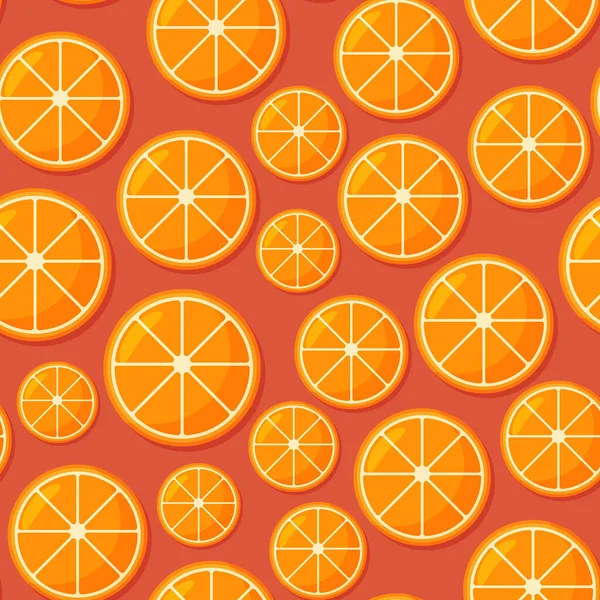 Narancssárga gyümölcs minta. Édes szép citrus zökkenőmentes háttér sárga lédús narancs. — Stock Vector
