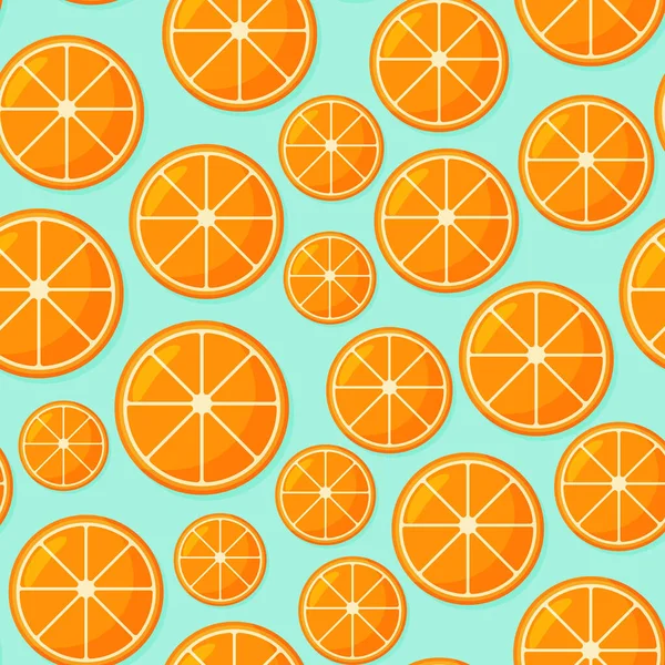 Narancssárga gyümölcs minta. Édes szép citrus zökkenőmentes háttér sárga lédús narancs. — Stock Vector