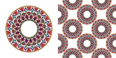 Mandala çiçeği. Klasik dekoratif elementler. Doğulu desen. Kusursuz desen. Klasik dekoratif öğeler. 