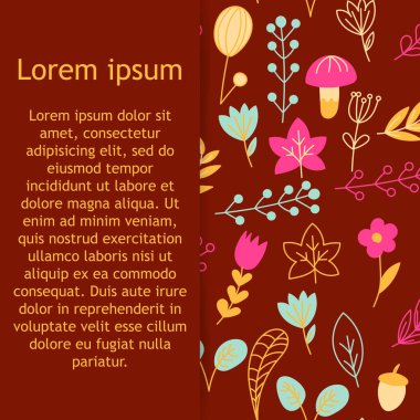 Çiçekli ve yapraklı vektör deseni. Yavaşça, bahar arkaplanı. 