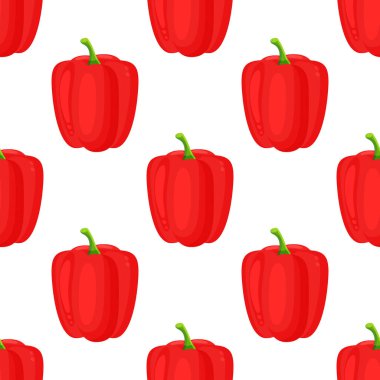 Kırmızı biberli, dikişsiz kırmızı biber. Arkaplan, ambalaj kağıdı, kumaş tekstil baskıları için vektör dekoratif tasarımı.