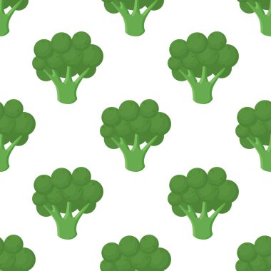 Brokoli sebzeleri yeşil arka planda pürüzsüz desen, yeşil brokoli malzemeleri yiyecek.