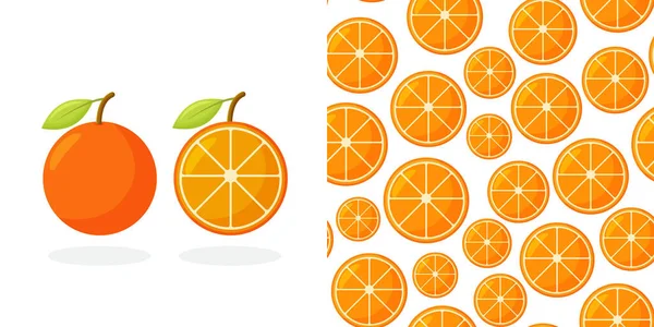 Oranje fruitpatroon. Sweet mooie citrus naadloze achtergrond met gele sappige sinaasappels. — Stockvector