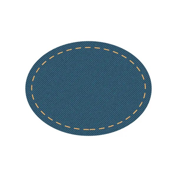 Blue denim design with oval with stitcher. — Stock vektor