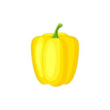 Fresh yellow pepper vegetable isolated icon. Fresh red Paprika. Pepper for farm market, vegetarian salad recipe design.