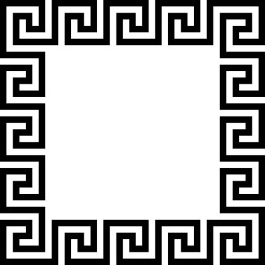 Rectangle frame with seamless meander pattern. Meandros, a decorative border, constructed from continuous lines, shaped