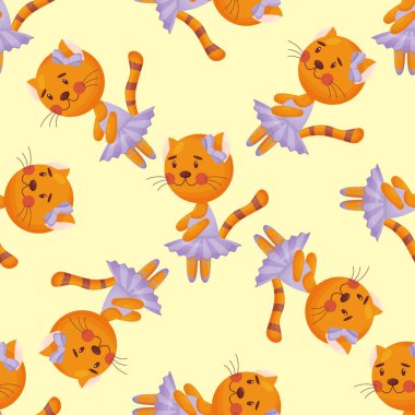 Kedi baleriniyle çocuk tarzında kusursuz bir model. - Evet. Vektör illüstrasyonu