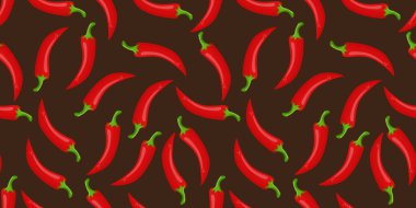 Kumaş, kıyafet, masa örtüsü ve diğer şeyler için arka planda şık kırmızı acı biberli kusursuz desen.
