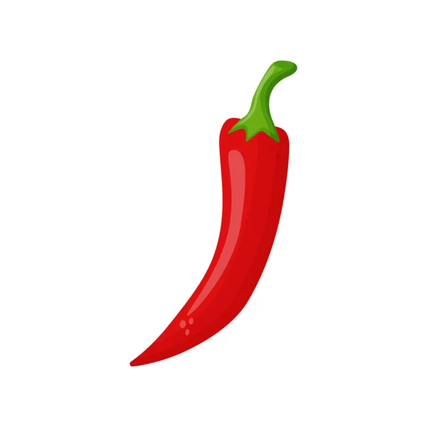 Red Chilli Pepper aislado sobre fondo blanco. Especias de alimentos frescos para el mercado, Receta. Estilo plano de dibujos animados. — Archivo Imágenes Vectoriales