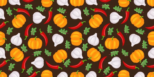 Renkli sebzelerle çizilmiş pürüzsüz bir desen. Çizim biçimi vektörü. 