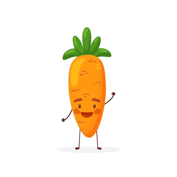 Nette Flache Cartoon Carrot Illustration Vektorillustration Der Niedlichen Möhre Mit — Stockvektor