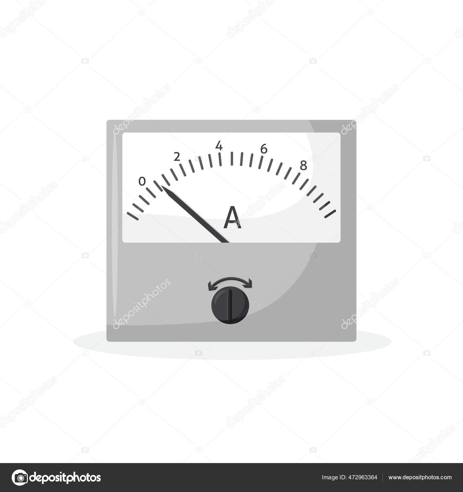 Vector illustration of an isolated ammeter. Power measurement icon