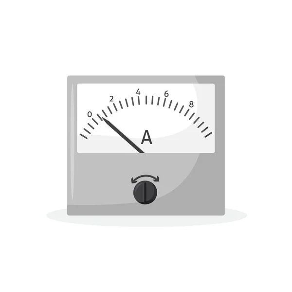 Illustrazione vettoriale di un amperometro isolato Icona di misurazione della potenza. amperometro per la misura dell'amperaggio in ampere. — Vettoriale Stock