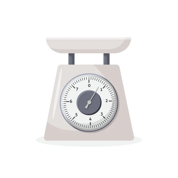 Weight scale on white background. Weighing scales with pan and dial. Qualitative vector illustration for weight — Διανυσματικό Αρχείο