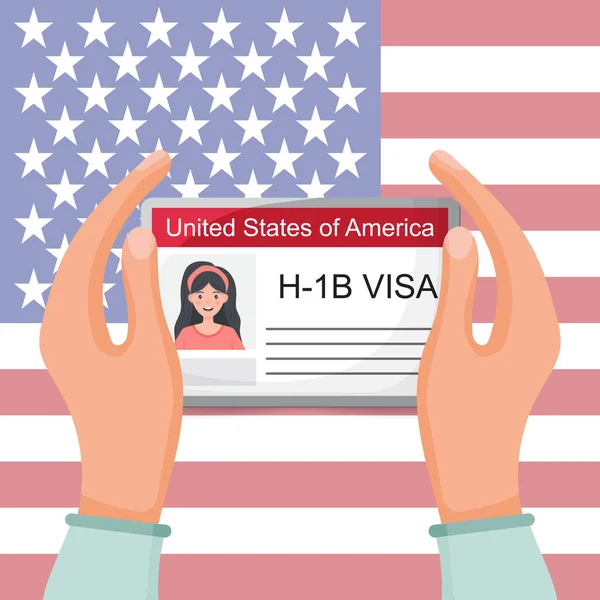 H1b Visa EUA fundo, visto de trabalho temporário para trabalhadores estrangeiros qualificados na ocupação de especialidades. —  Vetores de Stock