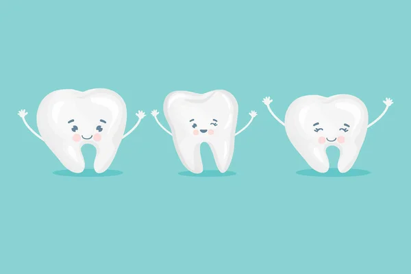 Felice cartoni animati dente sorriso isolato sfondo. — Vettoriale Stock