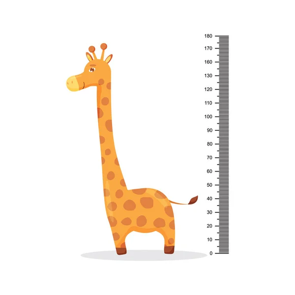 Детская Стена Симпатичным Улыбающимся Мультяшным Жирафом Веселым Рулером Векторная Иллюстрация — стоковый вектор