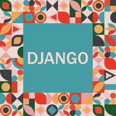 Django kelimelerini içeren kavramsal iş illüstrasyonu. Django programlama dili, bilgisayar dersleri, eğitim öğrenin.
