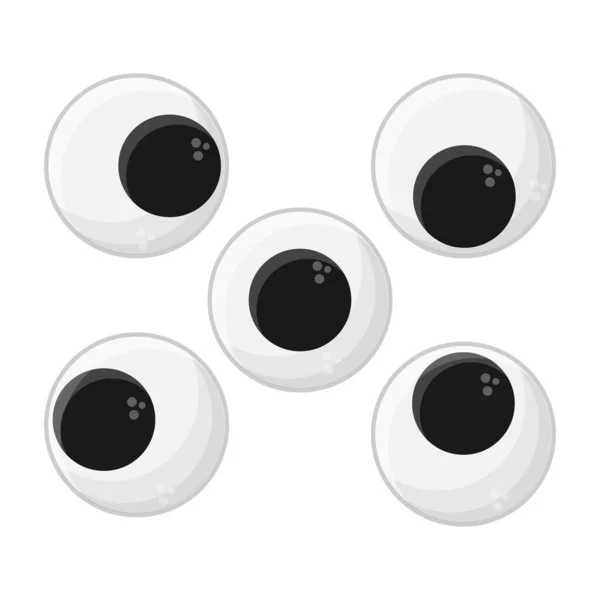 Cute plastic eyes for toys, dolls. Eyeballs vector cartoon set isolated on white background. — Stock Vector