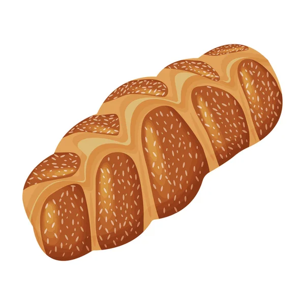 Pan trenzado, Challah - pan de fiesta tradicional judío, aislado sobre fondo blanco — Vector de stock