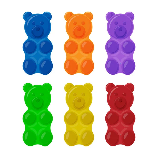 Colorful gummy bears set. Bright jelly sweets vector illustration isolated on white. — Stock Vector