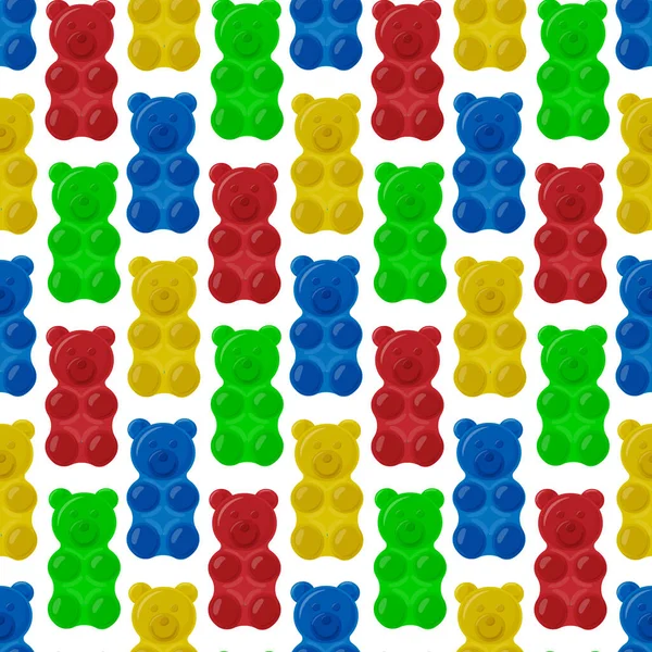 Bezešvé barevné gumy nese bonbóny pozadí. Vektorový vzorec Sweets. — Stockový vektor