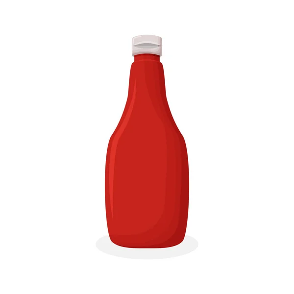 Molho vermelho de tomate de garrafa saudável vegetariano orgânico símbolo vegetal natural vetor ícone. Comida ketchup cozinha —  Vetores de Stock