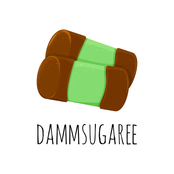 Цветные иллюстрации с зеленым punschrulle dammsugare. Традиционная шведская сладкая. Изолированные объекты на белом фоне — стоковый вектор