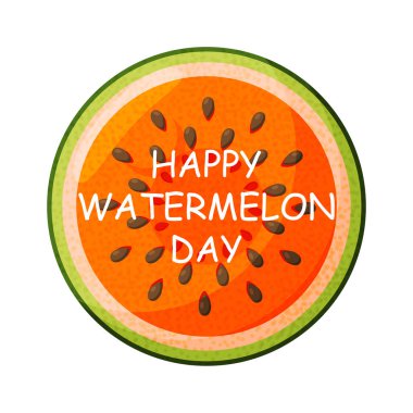 Ulusal Karpuz Günü. Ulusal bayram kavramı. Beyaz arka planda izole edilmiş bir karpuz dilimi. Olay adı.
