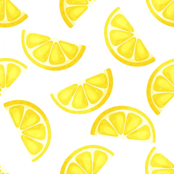 Zitronenscheibe. Frische Zitrone auf weißem Hintergrund. Nahtloses Muster. — Stockvektor