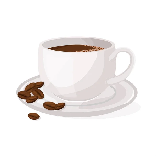 Een kop verse koffie. Vector Illustratie. Realistische stijl. Decoratief ontwerp voor Cafetaria, Posters, Banner, Kaarten — Stockvector
