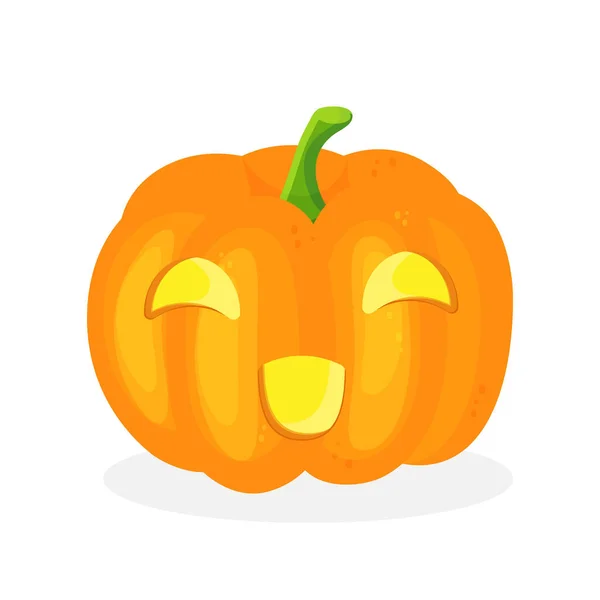 Halloweenpompoen met kaars erin. Happy face Halloween pompoen geïsoleerd op witte achtergrond. — Stockvector