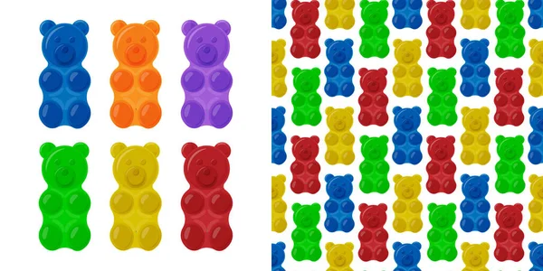 Sans Couture Coloré Gomme Ours Bonbons Fond Modèle Vectoriel Bonbons — Image vectorielle