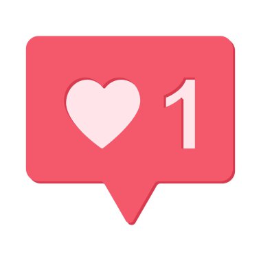 Kalp 1 simgesi gibi kırmızı renkli ve beyaz arkaplanda izole edilmiş sosyal bildirim simgesi