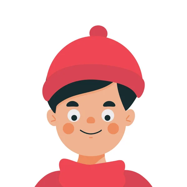 Young man face. Vector illustration of man avatar in flat style. — Stock Vector